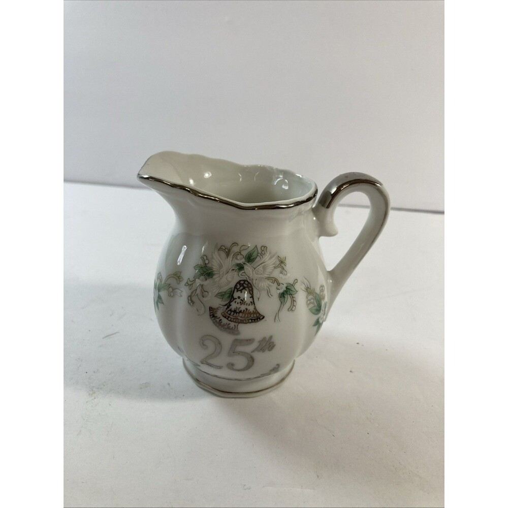 Small 25th Anniversary  Lefton Hand Painted China Creamer Pitcher 1135